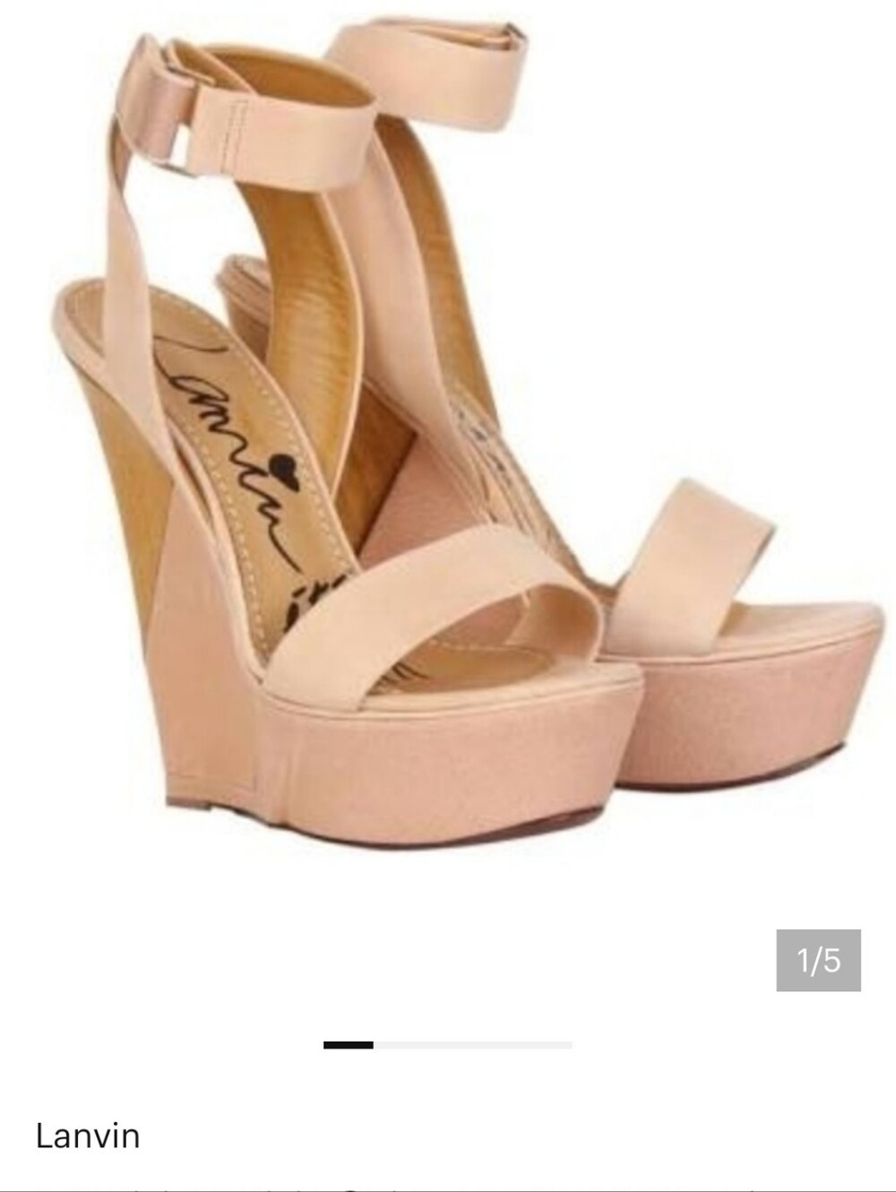 Lanvin NUDE Platform Wedge Sandals with Ankle Strap